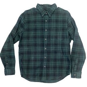 Abercrombie & Fitch Men's Blue Green Plaid Soft Flannel Long Sleeve Shirt Medium
